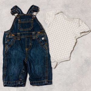 0-3 month overalls and onesie